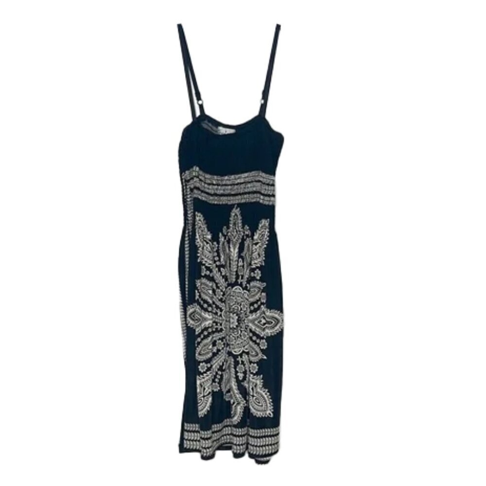 ❤️ NEELAM Elegant Blue Midi Dress with Flowy Silhouette and Soft Fabric Size L